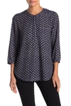 Nydj Henley 3/4 Sleeve Blouse (petite) In Textured Dots Peacoat