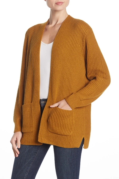 Madewell Nolan Ribbed Open Front Cardigan In Egyptian Gold