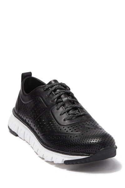 Cole Haan Zerogrand Perforated Leather Sneaker In Black