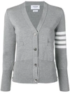 Thom Browne Grey 4-bar Stripe Knit Cardigan In Grey