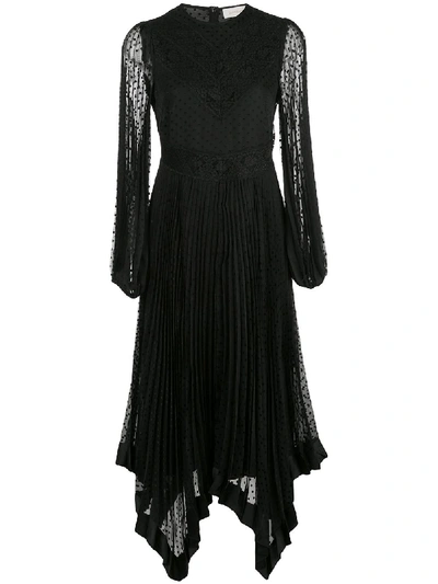 Zimmermann Espionage Lace Panel Dress In Black