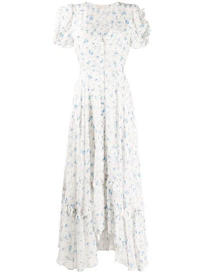 Loveshackfancy Asymmetric Floral-print Dress In White | ModeSens