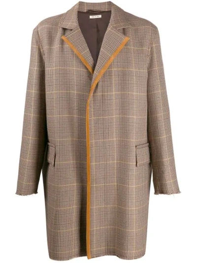 Marni Single-breasted Checked Wool Overcoat In Neutrals