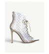 GIANVITO ROSSI ELLY 105 PATENT-LEATHER AND CRYSTAL-EMBELLISHED PVC ANKLE BOOTS
