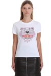 KENZO T-SHIRT IN WHITE COTTON,11082243