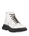 Alexander Mcqueen Tread Lace-up Leather Boots In White