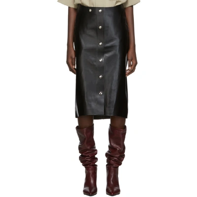 Victoria Beckham High Waisted Leather Midi Skirt In Black