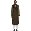 VICTORIA BECKHAM KHAKI & BROWN CONTRAST SLEEVE FITTED COAT