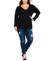 City Chic Trendy Plus Size V-neck Sweater In Black