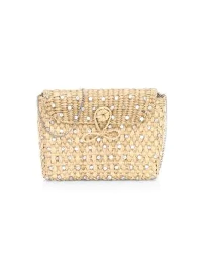Poolside The Denise Embellished Straw Box Clutch In Natural