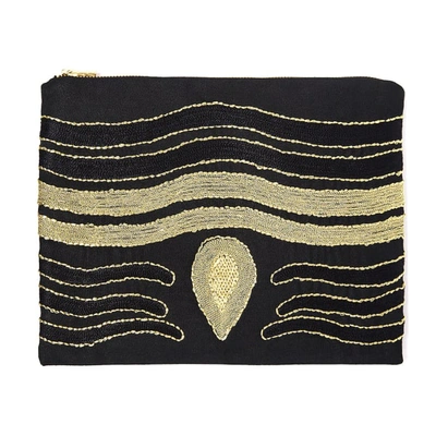 Veero Waves Clutch Small In Gold Black
