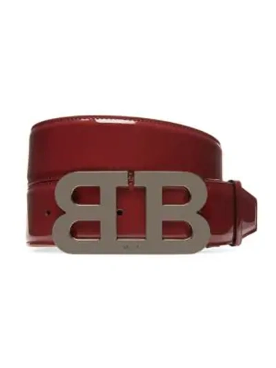 Bally Mirror B Leather Belt In Dark Red