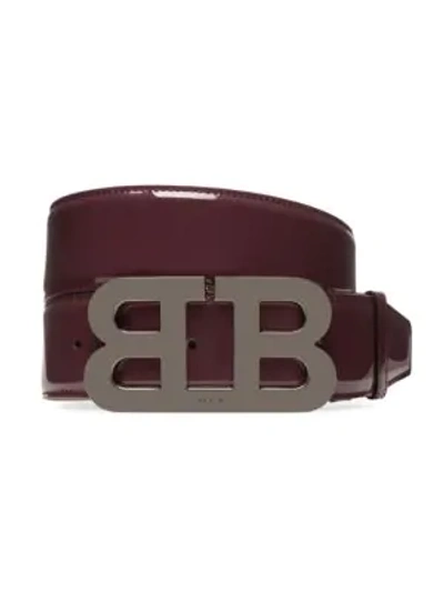 Bally Mirror B Leather Belt In Merlot