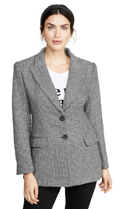 Astr Arlo Blazer In Black White Houndstooth