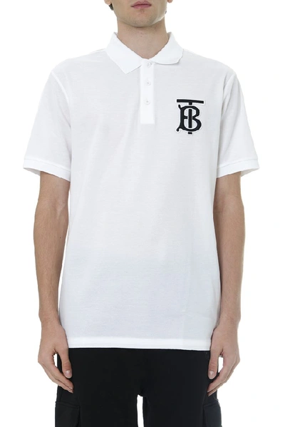Burberry Winford Logo-embroidered Cotton-pique Polo Shirt In White