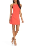 French Connection Whisper Light Sheath Minidress In Fire Coral