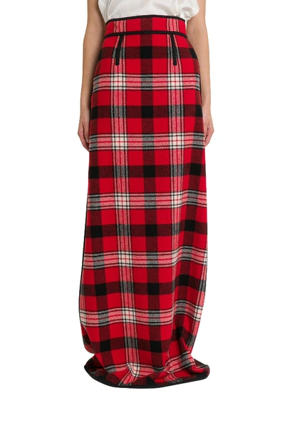 Dsquared2 Long Skirt In Check Flannel In Red