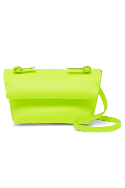 Acne Studios Mini Neon Leather Shoulder Bag In Yellow