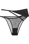 AGENT PROVOCATEUR PAYTON LAYERED STRETCH-SILK CREPE DE CHINE AND TULLE BRIEFS