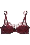 AGENT PROVOCATEUR CARLINE LACE AND STRETCH SILK-SATIN UNDERWIRED PLUNGE BRA
