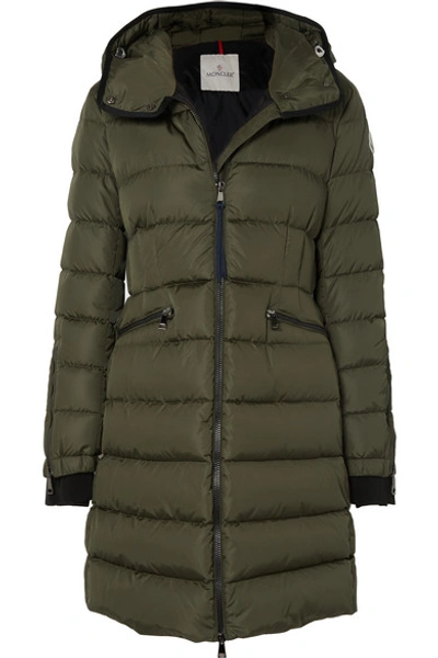Moncler Hooded Quilted Shell Down Jacket In Army Green