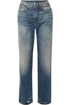 R13 DISTRESSED MID-RISE STRAIGHT-LEG JEANS