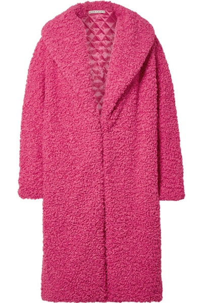 Alice And Olivia Ora Faux-fur Shawl-collar Oversized Coat In Bright Pink