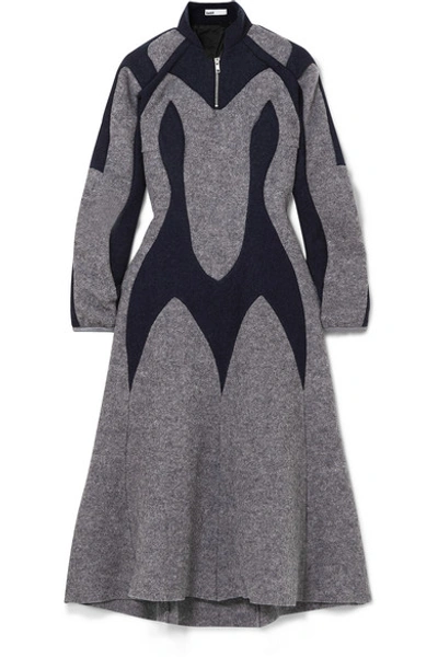 Gmbh Arak Two-tone Paneled Wool-felt Midi Dress In Gray