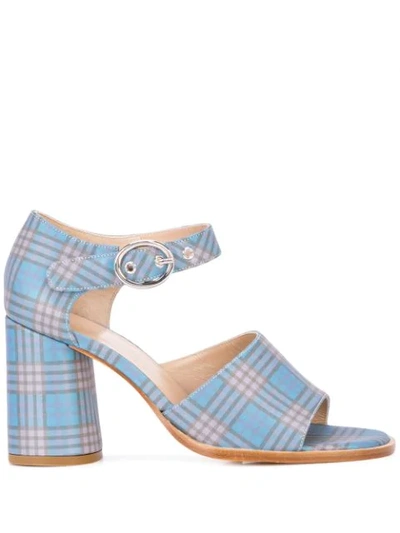 Maryam Nassir Zadeh Eve Plaid Mid-high Sandals In Blue