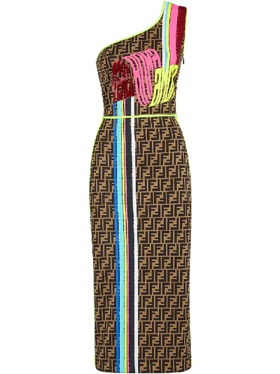 brown fendi dress Fendi Kids - Girls Neoprene FF Logo Dress in Brown main image 1