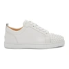 Christian Louboutin Louis Junior Spikes Cap-toe Full-grain Leather Sneakers In 3047 White