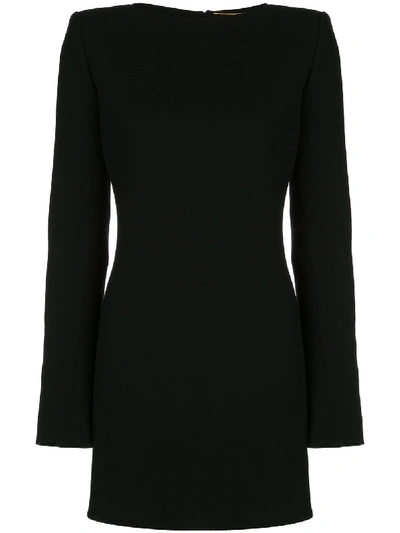 Saint Laurent Wool Long Coat In Black