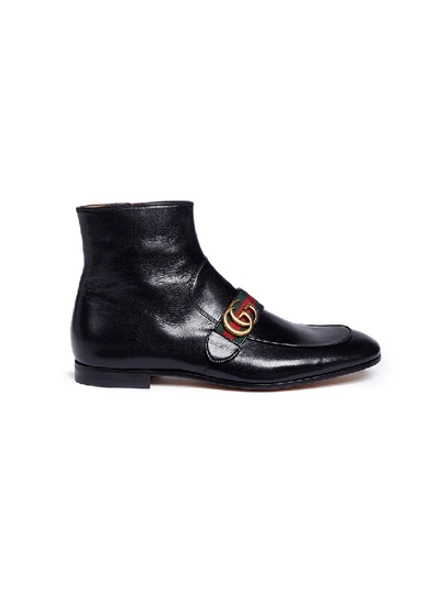 Gucci Gg Logo Leather Boots
