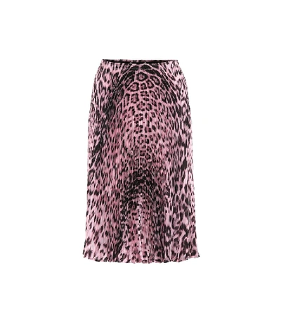 Roberto Cavalli Pleated Leopard-print Twill Skirt In Multicoloured
