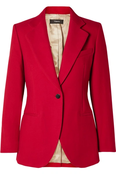 Theory Cotton-twill Blazer In Red