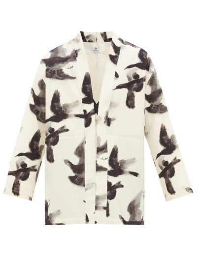 Sasquatchfabrix Crow-print Wool Haori Jacket In Cream | ModeSens