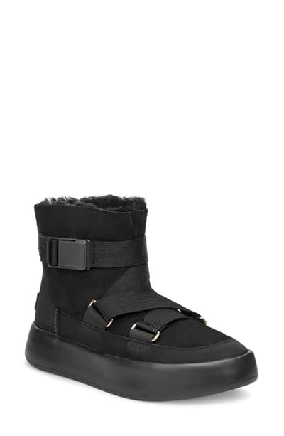 Ugg Classic Boom Buckle Platform Bootie In Black Suede