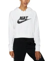 Nike Women's Sportswear Essential Cropped Hoodie In White/black