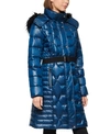 MARC NEW YORK SHINE BELTED FAUX FUR HOODED DOWN PUFFER COAT