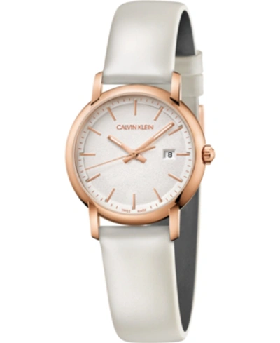 Calvin Klein Women's Established White Leather Strap Watch 32mm