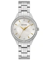 Bulova Women's Crystal Stainless Steel Bracelet Watch 32mm, Created For Macy's Women's Shoes In Stainless Steel