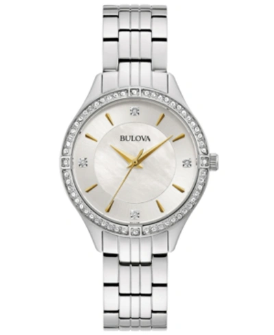 Bulova Women's Crystal Stainless Steel Bracelet Watch 32mm, Created For Macy's Women's Shoes In Silver-tone