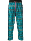 Amiri Checked Metallic Silk Jogging Bottoms In Blue