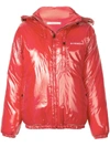 GIVENCHY RED WOMEN'S HOODED PUFFER COAT,9317DF23-DB58-8A41-449D-7F67D83CF076