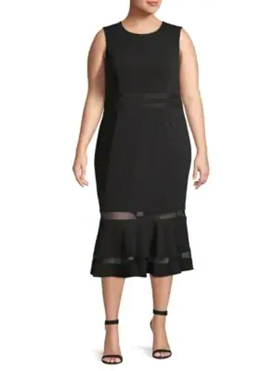 Calvin Klein Collection Plus Ruffled Midi Dress In Black