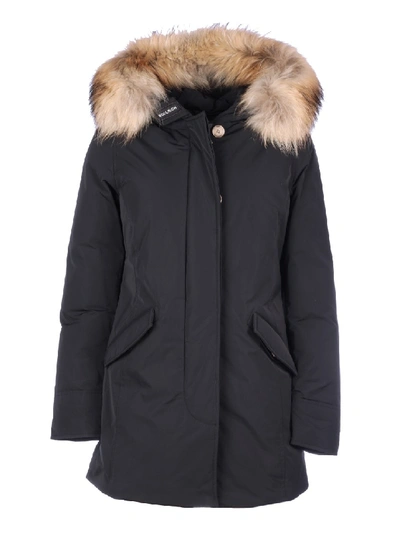 Woolrich Fur-trimmed Parka Coat In Black