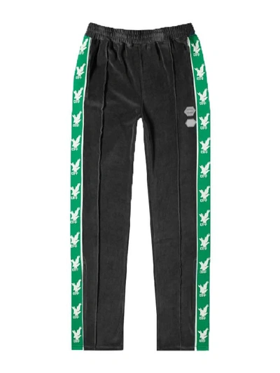 Off-white Side-stripe Velour Jogging Bottoms In Black