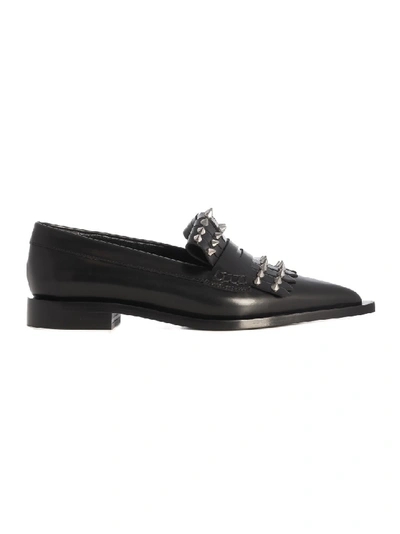Alexander Mcqueen Embellished Leather Loafers In Black