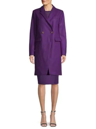 Versace Double-breasted Wool & Cashmere Coat In Violet