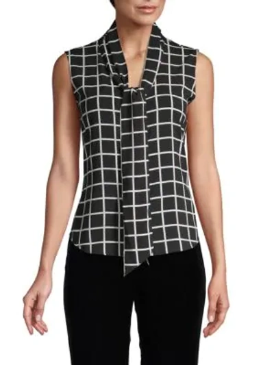 Calvin Klein Collection Checkered Sleeveless Top In Black Cream